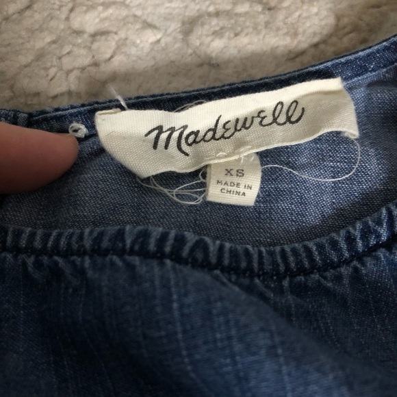 Madewell Women's Tiered Button Back Chambray Denim Top, Size XS - Picture 11 of 11